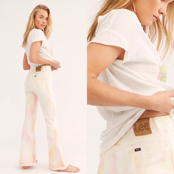 NWT LEE High Rise soft colors, Tie Dye bell bottom, Jean - Picture 3 of 14